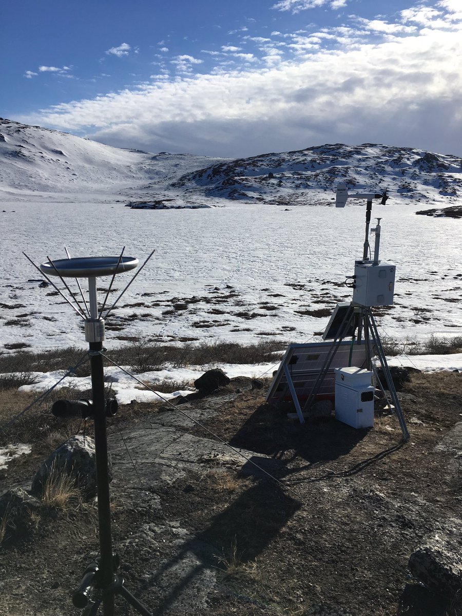 HLCCD's tweet photo. Good day in West Greenland restarting all the dust monitoring equipment in glorious sunshine.  Happy to say the batteries survived the winter so we’re all set for the spring dust storms ... https://t.co/QDaHefENTy