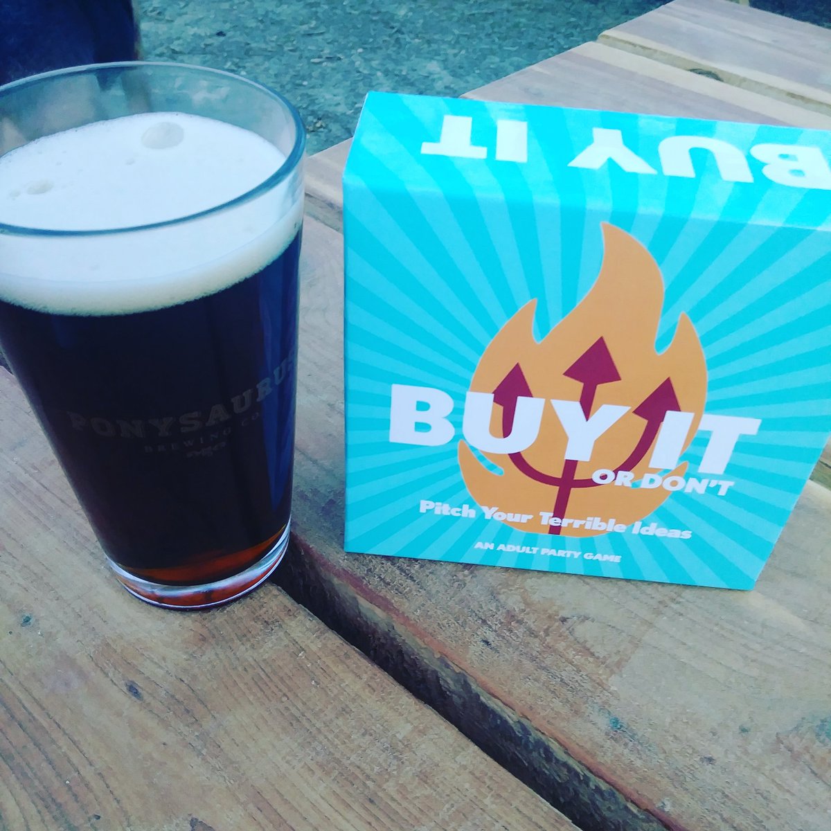 BinksMedia's tweet photo. BuyItorDontGame + beer + good weather! Let the #partygame #gamenight begin! 
#Kickstarter live!

https://t.co/xvnPFtcvKc

#game #party #comedy #improv #gamedesign #gamedev #gaming #indiegame #funnygame #gameswithfriends #cardgame #boardgames #drinkinggames #funny #fun #adultgame https://t.co/z3lAHQDwaG