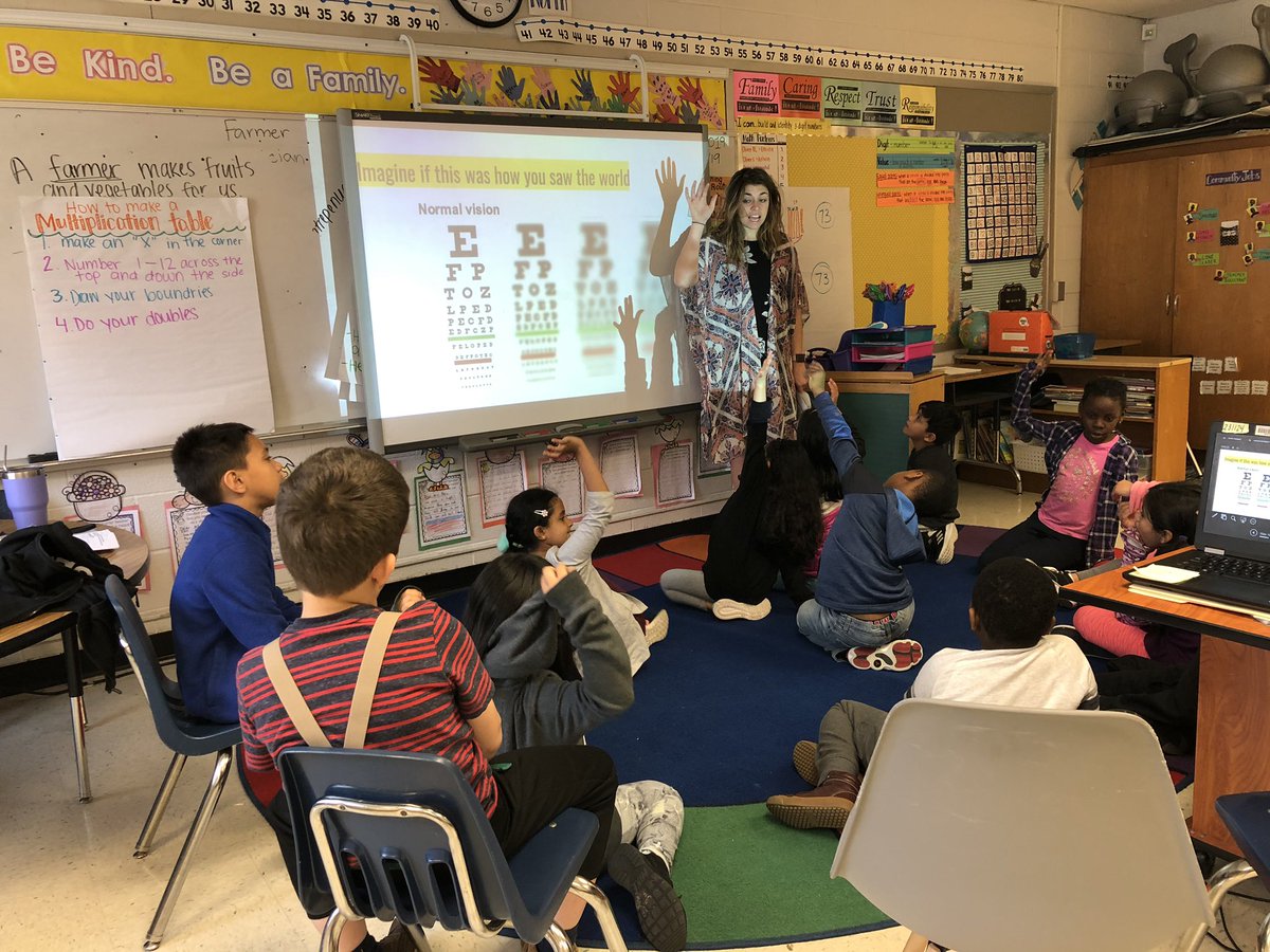 WeAreAble99's tweet photo. Second grade teacher, Miss Hays, educating her class on visual impairment! They did a hands on activity to give them a better understanding of what it’s like to have a visual impairment. #walkinourshoes https://t.co/jiwGe4hl5T