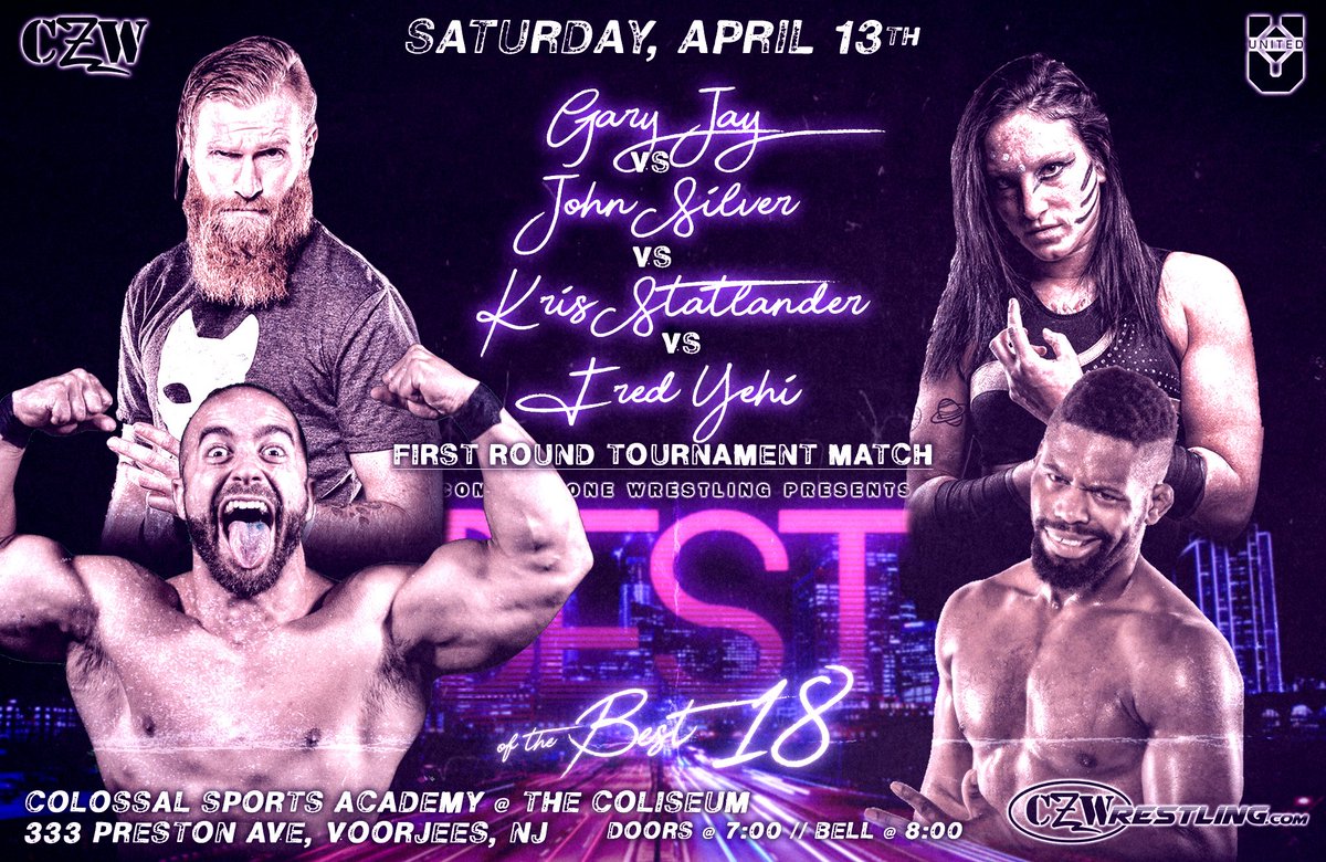 combatzone's tweet image. 16 competitors. 1 Night. #CZWBest18 on Saturday Night in Voorhees!

Plus! @Shazza_McKenzie v @LegitLeyla and #IFHY v #YDNB

Tickets: tinyurl.com/CZWBest18