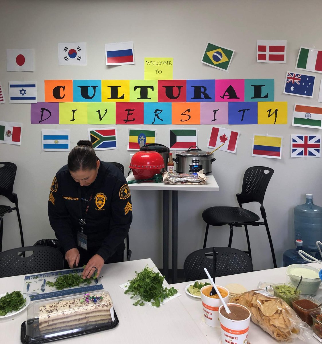 SBCprobation's tweet photo. The Probation Diversity Committee (PDC) is recognizing April as Cultural Diversity Month. Probation units throughout the High Desert region and Joshua Tree hosted cultural diversity potlucks today. The events helped staff raise awareness about diversity in the workplace. #SBCPDC https://t.co/fQBsTCqGHv
