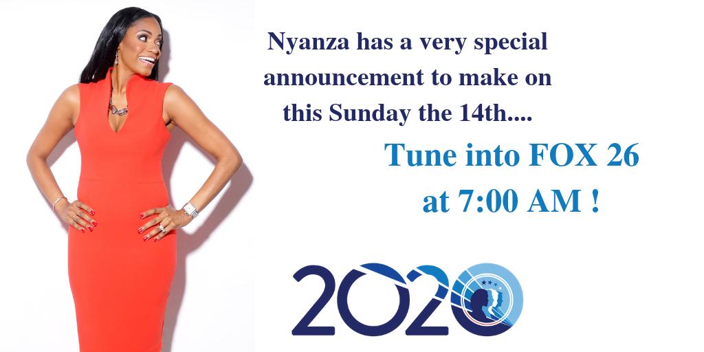 NyanzaMoore's tweet photo. Tune in to FOX 26 HOUSTON this Sunday, April 14th at 7:00am to hear a very special announcement. #RedtoBlue2020 https://t.co/TtfcKLpxUz