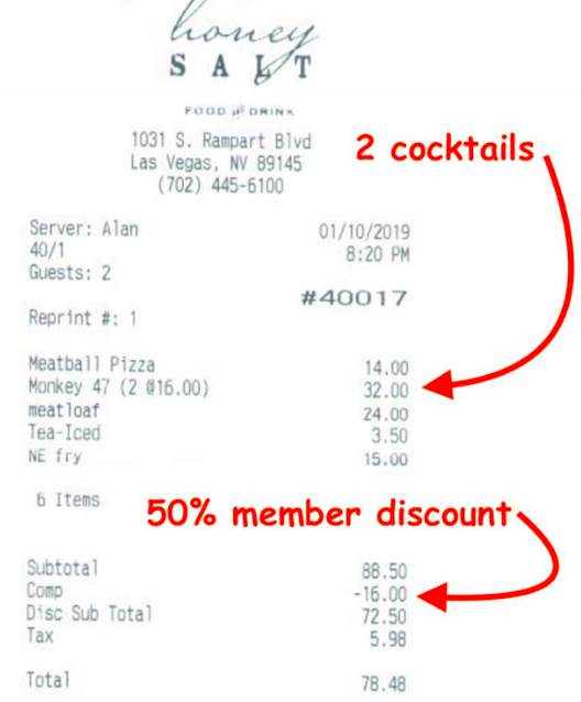 CocktailClubApp's tweet photo. Don’t spend $32 for 2 drinks when you can spend $16. Here’s proof that OCC pays for itself in two drinks! 👇#originalcocktailclub #honeysalt #occ #vegasdining https://t.co/85sKqHs7wX