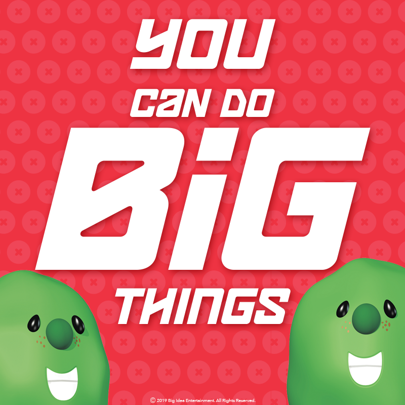 VeggieTales's tweet photo. With God's help, we can all do big things.
#ThursdayThoughts #Encouragement #Inspiration #BeInspired #DoGreatThings #HeisourHelp #Purpose #OurPurpose #MakeADifference #TrustGod #GodiswithUs #VeggieTales https://t.co/DoRdcKsb2G