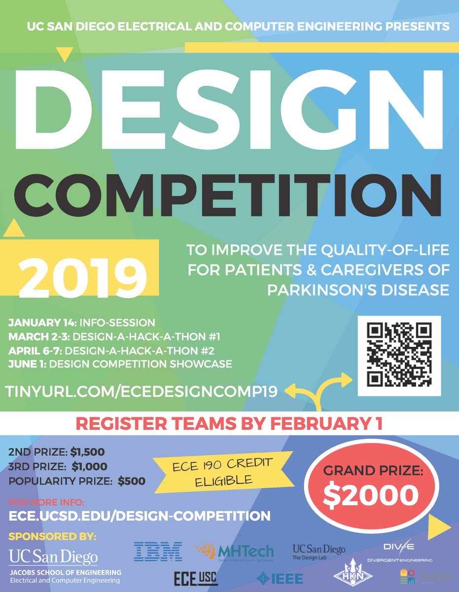 UCSDMHTech's tweet image. Check out UCSD&apos;s Design Competition where students utilize innovative technological approaches to improve the quality of life for patients &amp;amp; caregivers of Parkinson&apos;s Disease! Their showcase will be held on June 1st.