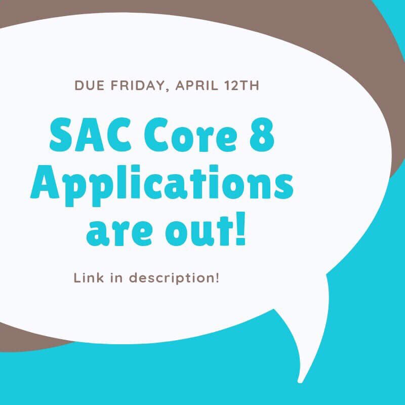 Hey Gryphons, the deadline for SAC Core 8 applications is quickly approaching! If you have any questions about the application, feel free to message any SAC executive. Please note, applications are due to glenforest.sac@gmail.com. Link to application: docs.google.com/document/d/1BL…
