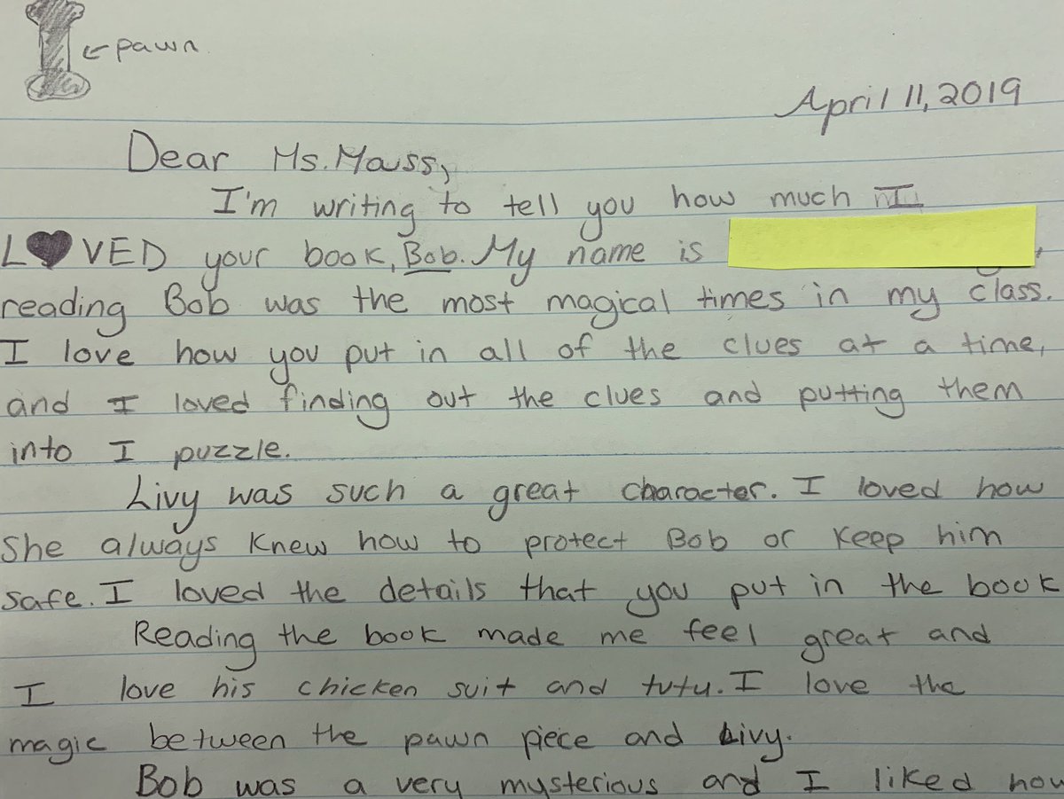 MrsMolah's tweet photo. When your class loves a book so much you have to write the author!  @wenmass  The last pages of Bob were amazing. We were all mesmerized as all the pieces came together! It was like... magic. Thank you ! @MrsMolah @MillstoneElemen https://t.co/52CIH9lkmL
