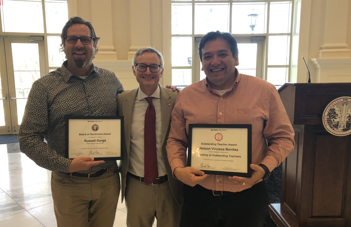 nrvinueza's tweet image. Great day for @NCStateWilson at the @NCState Teaching Awards! Great time with Dean @david_hinks, Russell Gorga and @nrvinueza Honored to be at Awards Ceremony!