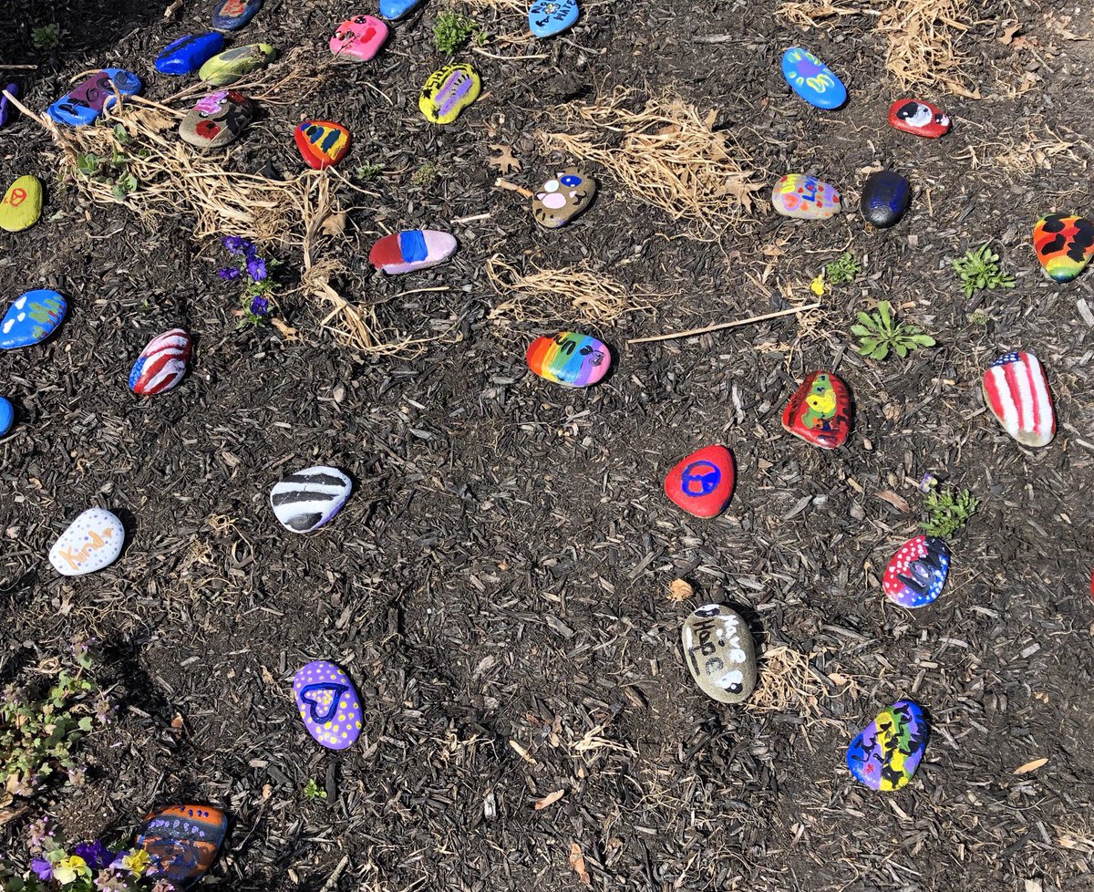 EarlElemBASD's tweet photo. Respect Rocks! A huge thanks to Rolling Rock Building Stone for donating rocks and the PTO for delivering them for our final NPFH activity! 4th &amp; 5th grade students decorated “respect” rocks to support Autism Awareness and our T3 theme Be Respectful! #earlstrong #BASDPride https://t.co/wtr1GWr72m