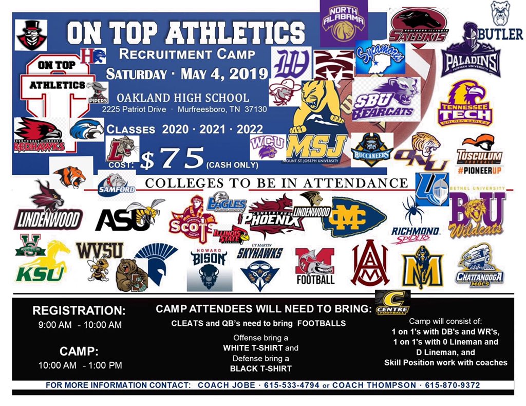 OnTopAthletics's tweet image. And another 👆🏾just added @LafColFootball  to our May 4th showcase. Show up and Show out! @d1highlights @RN_JK808 @thompsmd23 @CoachCreasy_OHS @coachcraw4d @strengthcoach34 @QBC_Nashville @Jcrouch17 @CoachMikeWelch #ItsNotAGame #TeamOTA