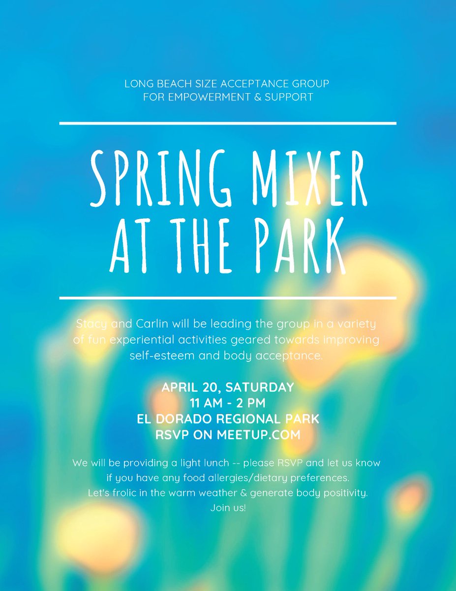 room_listening's tweet photo. Long Beach area friends - we will be hosting a little get together on April 20th. Join us to get some food, have some fun, and find out about our new group for size acceptance. #LBSAGES #HAES #SpringMixer #bodyposi #selflove #selfcare #supportgroup #empowermentgroup https://t.co/syBvXX1CXp