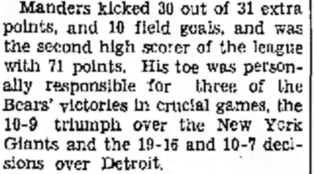 I'll add a note:The reason there were 12 All Pro first teamers in 1934 instead of 11 is that the UPI added Bears HB and placekicker "Automatic Jack" Manders as an "Honor Man." Manders led the NFL in scoring in '34 with 76 points.Clips:  @gbpressgazette &  @TheDailyCall #NFL100