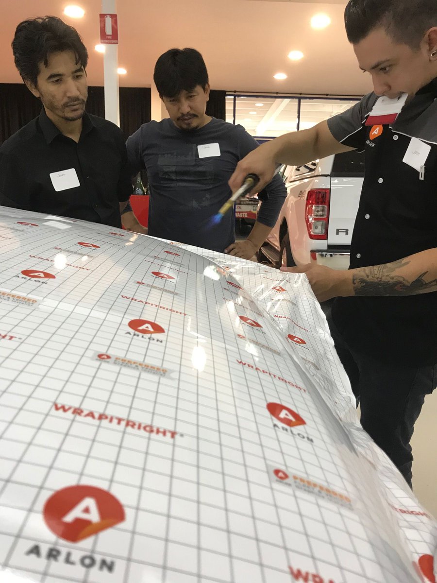 ArlonGraphics's tweet photo. Thank you @GraphicArtMart and Shell V-Power Racing Team for hosting Arlon's Fleet and Vehicle Graphics Training in Brisbane, Australia this week! #ArlonTraining #WrapClass https://t.co/2Frq3GwOlI