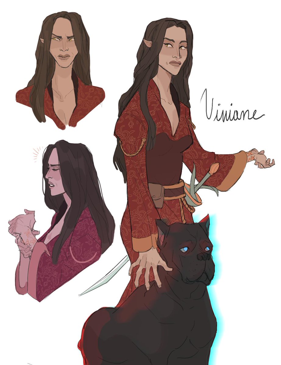 did some doodling for our #dnd squad's newest sexy employer, viviane is a sorceress w/ a sweet ghost dog and belongs to @_rottenboy !! she takes absolutely no shit from our dumbasses &amp; i love it 