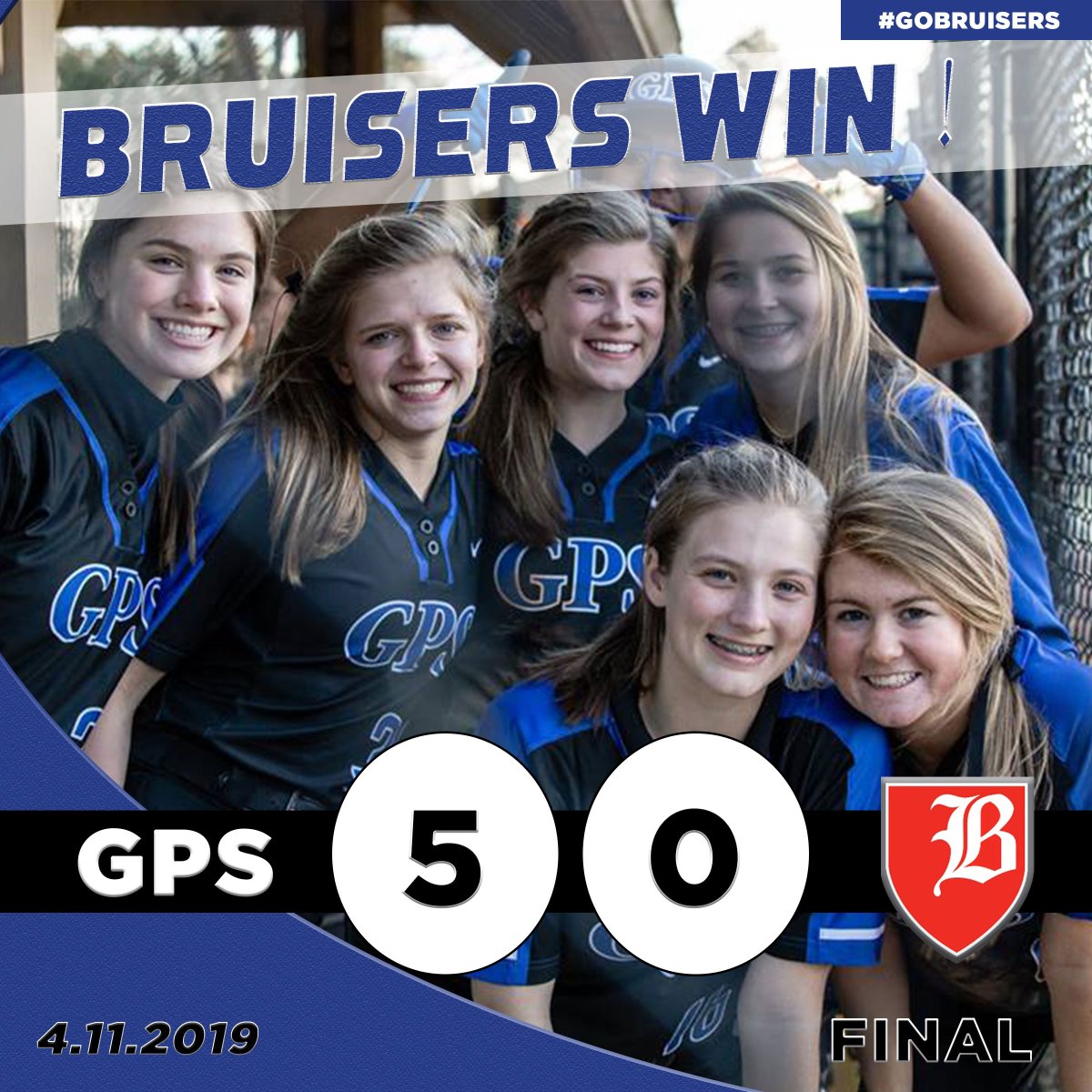 BruiserSports's tweet photo. How about those Bruisers! GPS used an impressive pitching performance from Hannah Sanders and a bases loaded bomb from Ansley Blevins to defeat the Red Raiders 5-0. #GBB #GoBruisers #BeatBaylor 🥎 https://t.co/Uv0maO9LPE