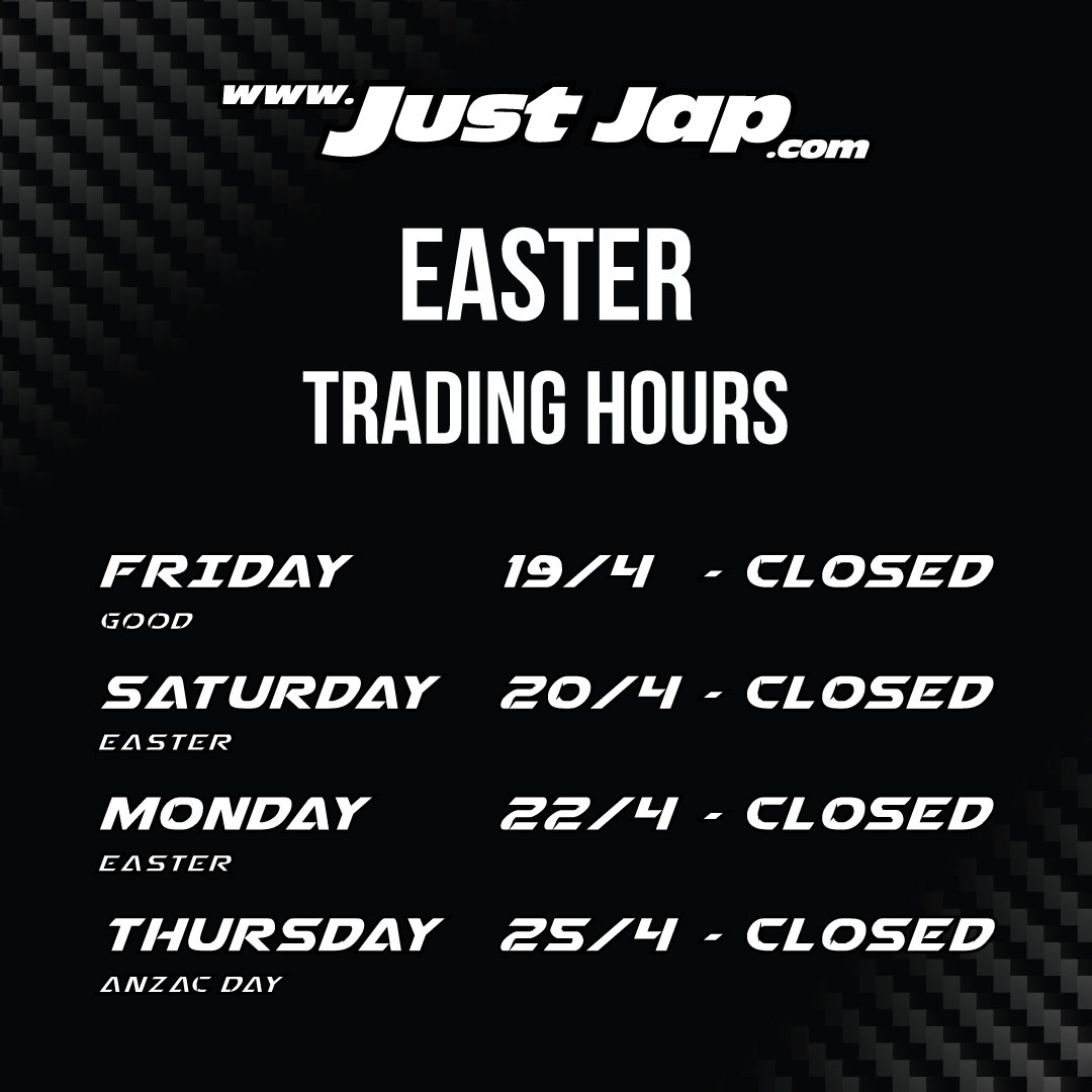 JustjapRacing's tweet photo. π£ EASTER TRADING HOURS π£
https://t.co/VCvTL6M25D
#justjap #easter #tradinghours #festiveseason https://t.co/jDqMDsj591