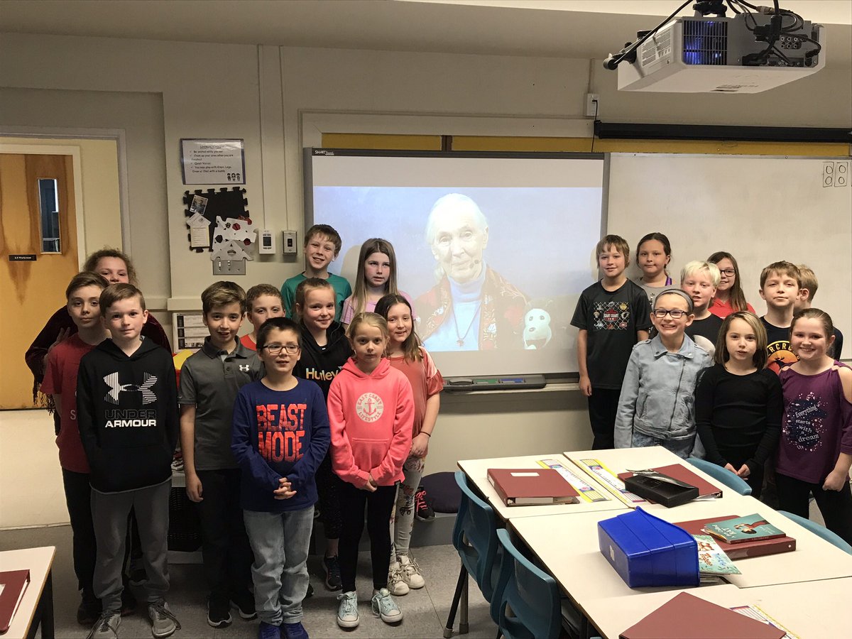 AESFunWing's tweet photo. What a fantastic SKYPE date with #JaneGoodall @Andover_Elem #Grade4s https://t.co/JMTqem7Ykd