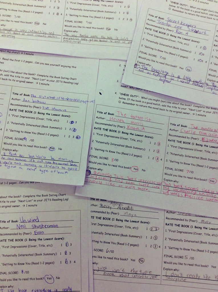 Ms_Rodopoulos's tweet photo. We had a blast today Speed Book Dating with books + music in my Gr.9 class @foresthillci! SS were excited to share their favourite ๐ so far this semester, connect with peers, and add to their โNextโ List of books to read. #EngagedReaders #Wellbeing #JETSReading @tdsb https://t.co/jZLqZuAd6c