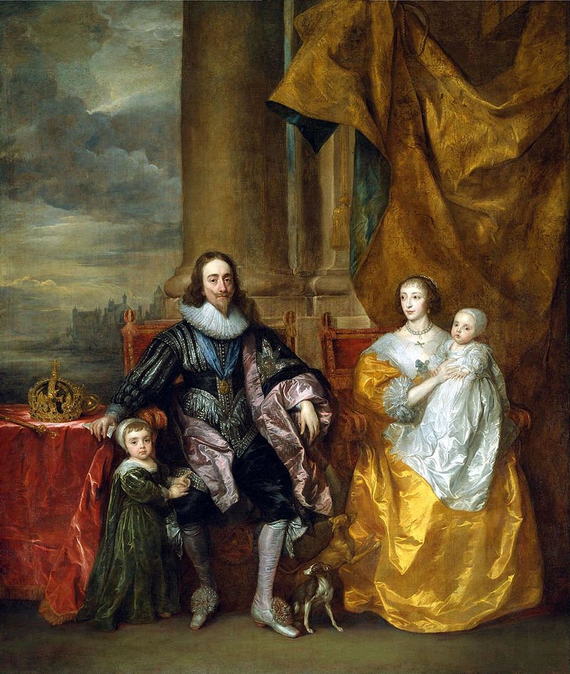 2/3In May, 1625, as King, he marries Henrietta Maria of France, and begins a family. He argues with Parliament over the "Divine Right of Kings", amongst other issues. His policies lead to Civil War in 1642. His supporters are known as "Royalists" and "Cavaliers"  #KeepitStuart