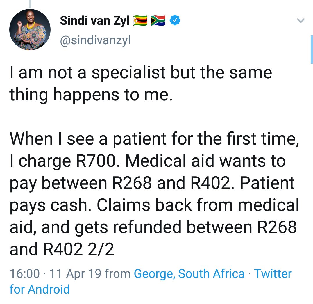 I really hope that everyone reads this and understands itThe problem is not with the specialist or the GPThe problem is with some of the medical aid schemes that do not want to pay what the specialists or GPs believe is due to themOur "beef" is affecting your lives