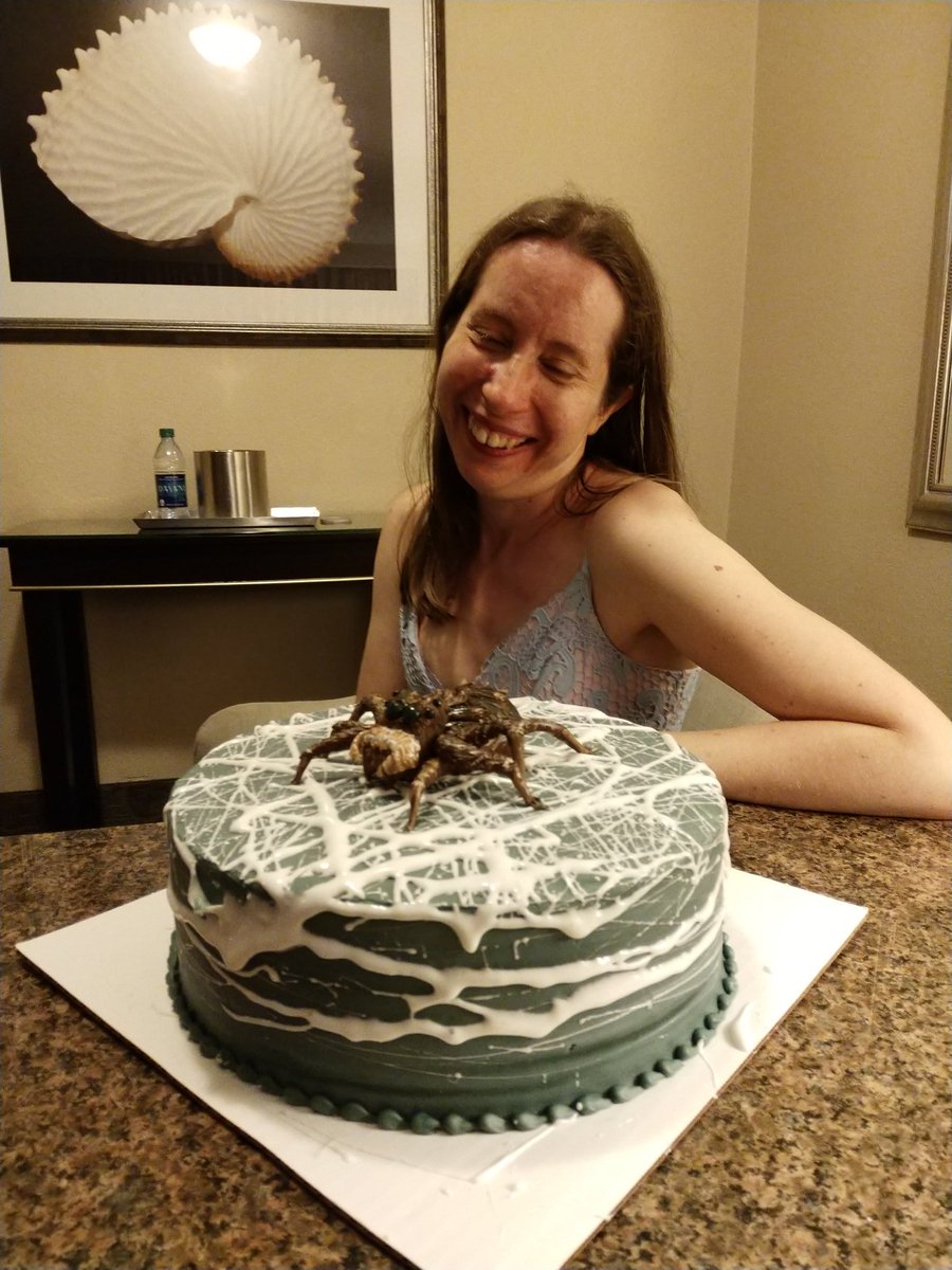 jencong's tweet photo. A spider-y cake for Dr. Spider's birthday!! 🕷️ #CO3_2019 #spidercake #HappyBirthday @drspidernz https://t.co/t7hoiYBQAz