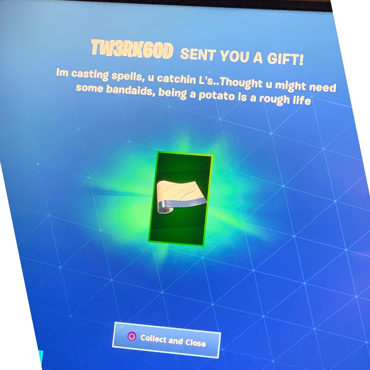 Miikstake's tweet photo. Hit him up for his mixtape @twerk6od  #spudlyfe #fortnite https://t.co/cnAsKG35MK