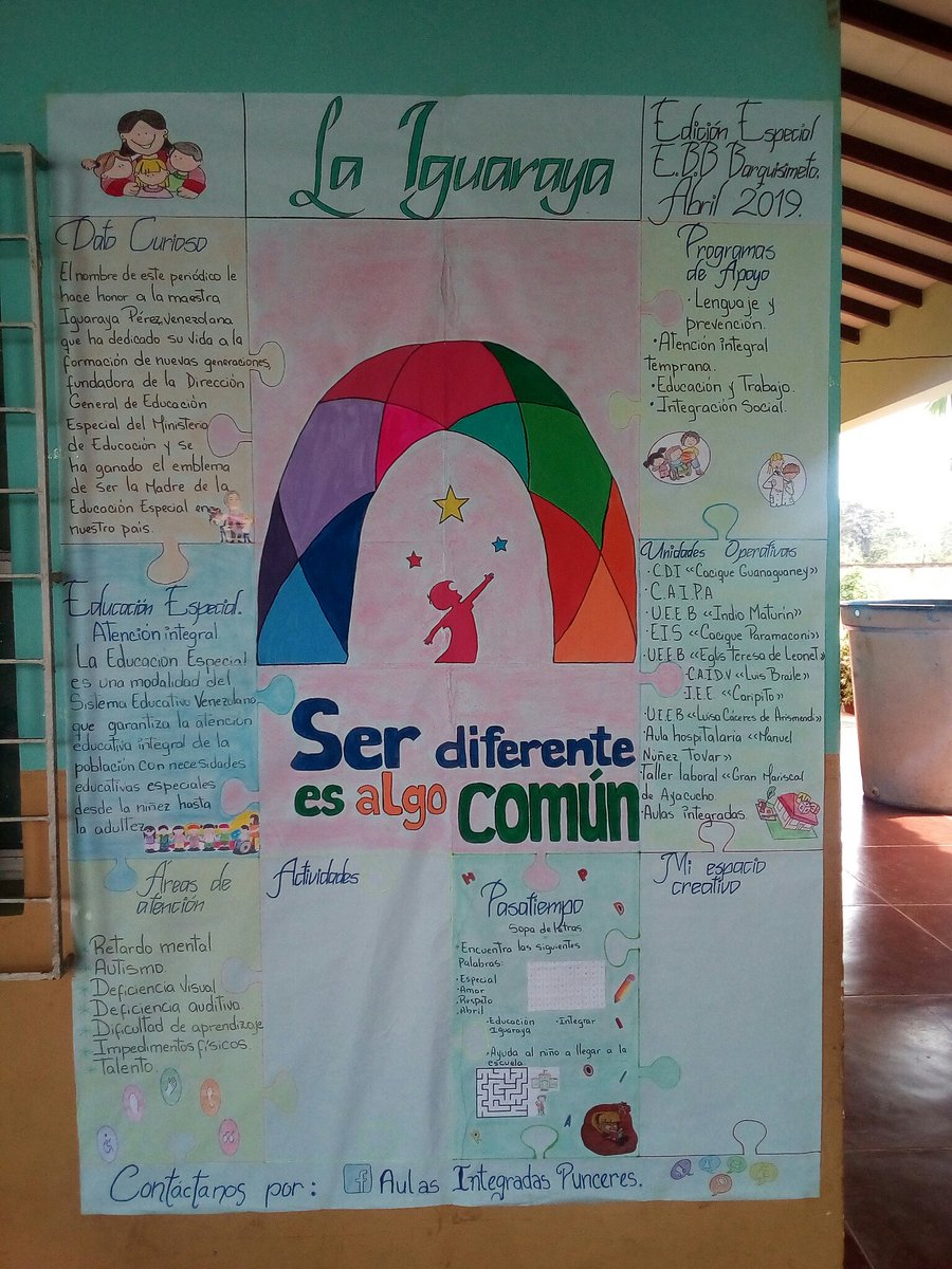 Mariafr0805's tweet photo. Ambientación del pasillo central de nuestra institución por el mes de educación especial. Quiriquire. Municipio punceres #especialistasalpoder #SerDiferenteEsAlgoComun  #MesEspecial https://t.co/o3awRrn8gz