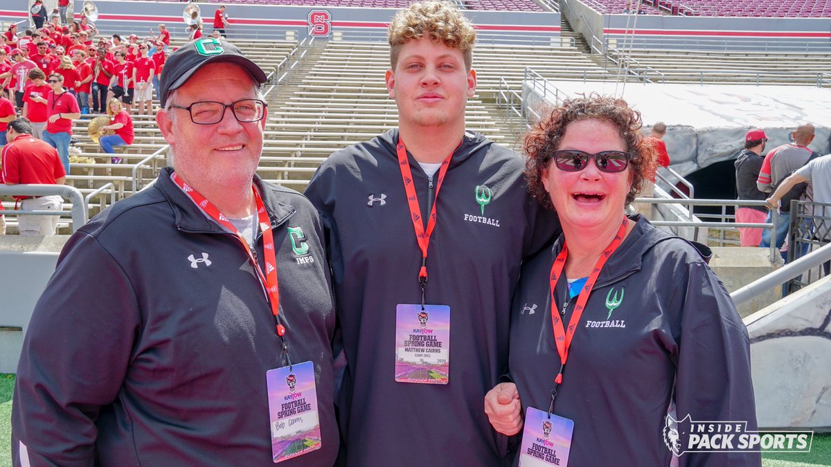 bigcountry77imp's tweet image. Picture with parents before Spring Game last week.  Thanks @InsidePackSport #GetInside for posting the picture.  OL in NC States back yard enjoying the experience.