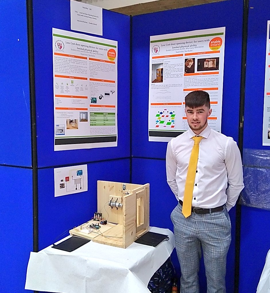 Tek4um's tweet photo. Arduino based Door Opening Device for persons with limited physical abilities.
@CIT_ie student Billy Casey at the Cork Mechanical Manufacturing & Biomedical yesterday.
#corklearningfest2019 #arduino #Cork #corkCity #makerspace #Maker https://t.co/9jqrtrioTn