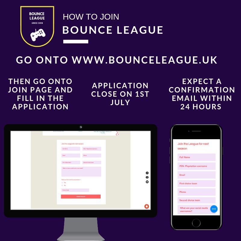 BounceLeague's tweet photo. @Lotts_XPO @abdzz01 Bounce League, is a competitive league for FIFA players. Application are currently open for the new season. 

APPLY ON https://t.co/PLQgWsF6vJ https://t.co/kYtDsRlFPa
