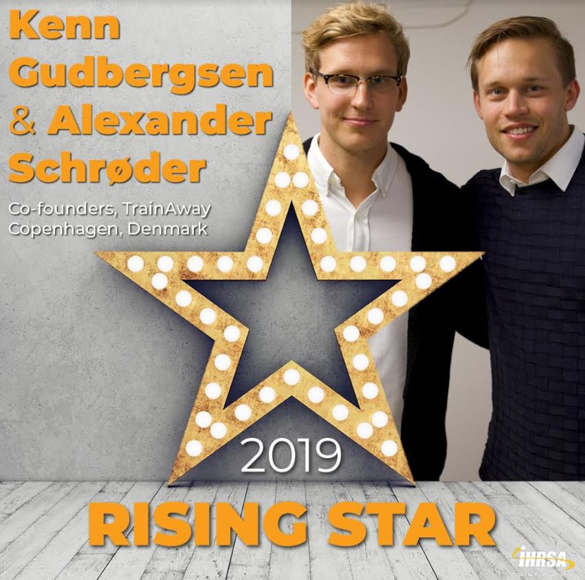trainawayfit's tweet photo. #TrainAway founders Kenn Gudbergsen and Alexander Schrøder have been named @IHRSA rising starts for 2019.  The award recognizes the progress we made so far, and the anticipated future contribution of TrainAway to the global fitness industry. Full article: https://t.co/pqMH8loy1A https://t.co/6VzAMyHXSW