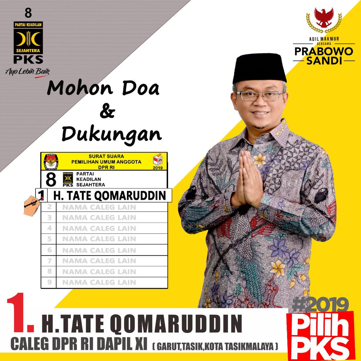 tate_qomaruddin's tweet photo. Doa &amp; dukungan dari sahabat semua sangatlah penting untuk membantu membangun kota kita menjadi kota yang lebih baik lagi.. 

#JumatBerkah #2019pilihpks #2019pksmenang 
#UASPilihPrabowo #UASbersamaPrabowo https://t.co/0jP14lrWuj