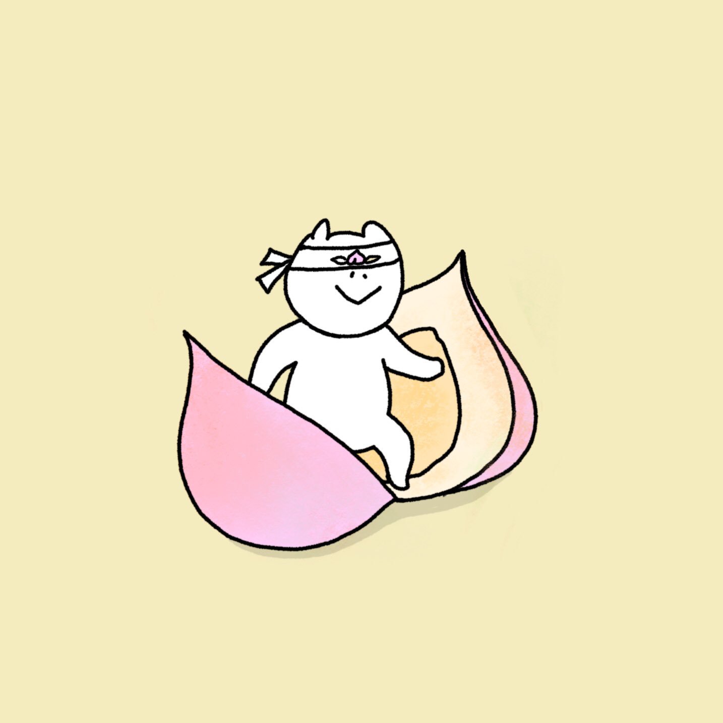 Twitter 上的 ぬこたん 今日は然るべき場所へ行くよ 桃 ももたろう 昔話 むかしむかしあるところに 桃からぱっかーん どんぶらこ みずみずしい ぬこたろう 丸腰 ぬこたん Nukotanjapan ぬこ ねこ ネコ Cat 一コママンガ 1コマ漫画 ゆるい