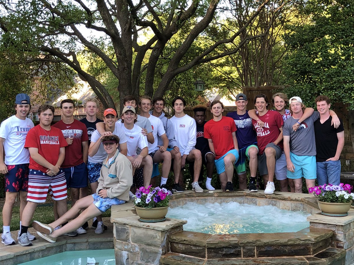 MBHS_Baseball's tweet photo. These Boyd Broncos want you to know Friday is Game2 against ALLEN @ 7:30 at Bronco Field! Come support @MBHS_Baseball bring your outside voices too!! #varsitydinner #team #2019 https://t.co/aCYWsCKraX