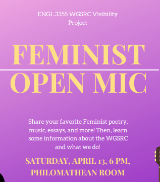 kristinthered's tweet photo. Feminist open mic on Saturday! It'll be super chill, so please come and learn about the WGSRC!! @wgsrc https://t.co/87gUT0iB9m
