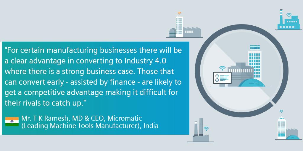 SiemensIndia's tweet photo. Mr. T K Ramesh, MD &amp; CEO, Micromatic Machine Tools; shares insights on the growth of Industry 4.0 in India. Download our Whitepaper to understand how to gain competitive advantage: https://t.co/5BpB3A8yof 
#HannoverMesse @Siemens_SFS https://t.co/03fCZAc1PD