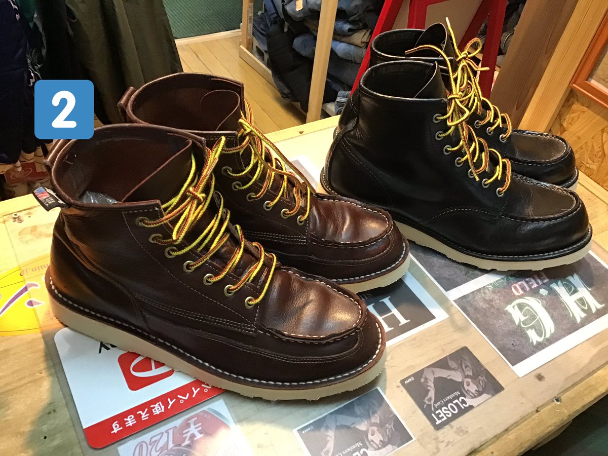 5周年第4弾は10月2日アロハシャツセール No Twitter 以前 御紹介した靴のお直し Second Fiddleさん 水戸市 からお直しが完了したとご連絡が 1 番がビフォー2 番がアフター 見違える様に綺麗になりました 約10年愛用して来たレッドウィング ダナー
