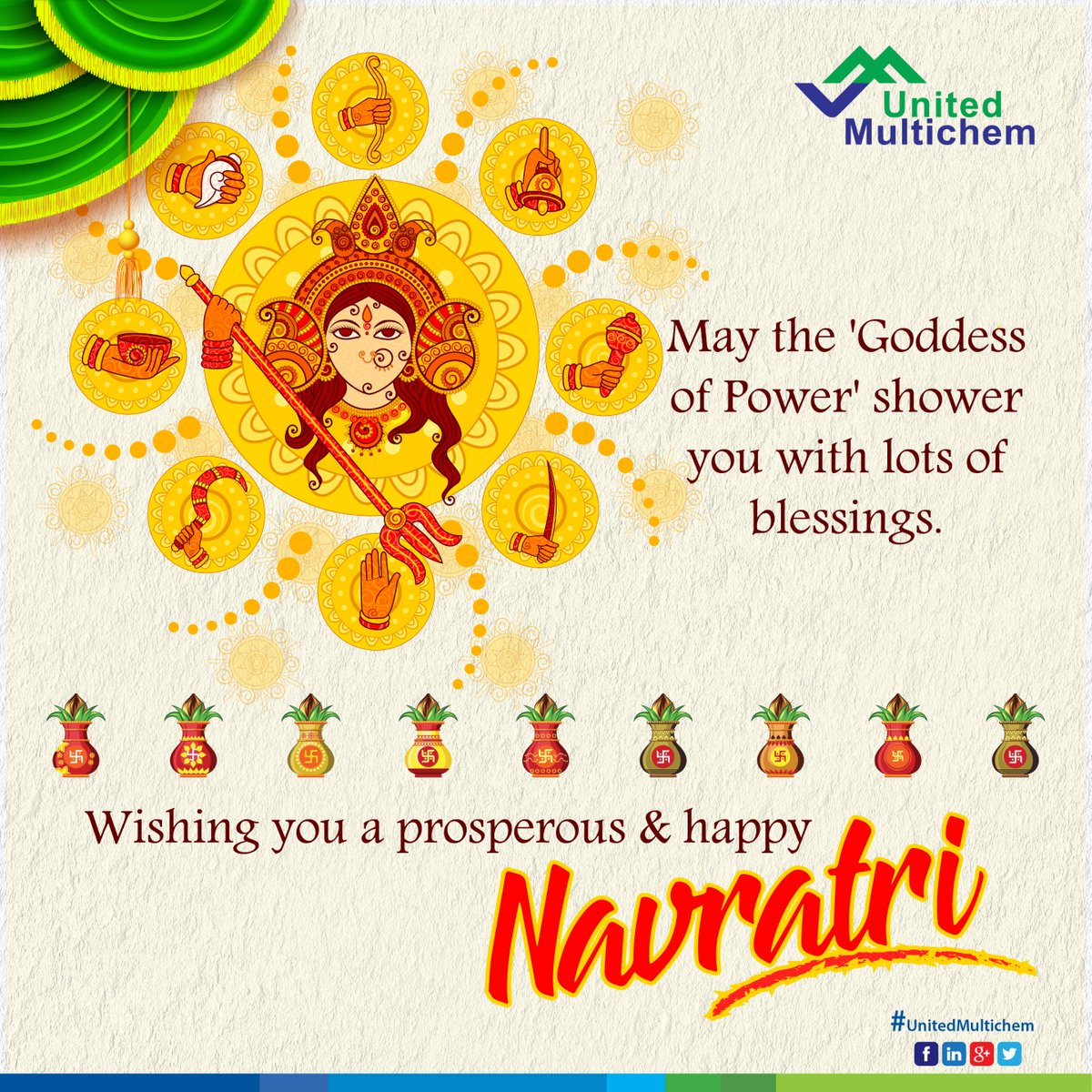 UnitedMultichem's tweet photo. We wish you a #HappyNavratri.
#Ashtami #Navratri2019 #HappyNavratri2019 #UnitedMultichem #HolostikGroup #Multichem #EssentialOils #AromaChemicals #AromaTherapy #Aroma #ChemicalTraders https://t.co/fstGPxuOH9
