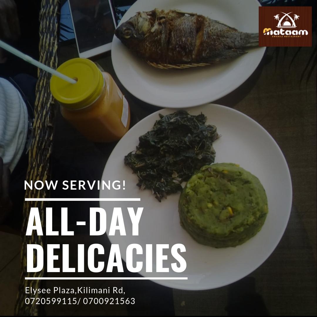MataamRestaura3's tweet photo. It's always a yes to fish and mokimo. Come have yours today! #easterholidays #lunch #breakfast #mataamrestaurantkilimani #order #delivery https://t.co/1NR24ffPAe