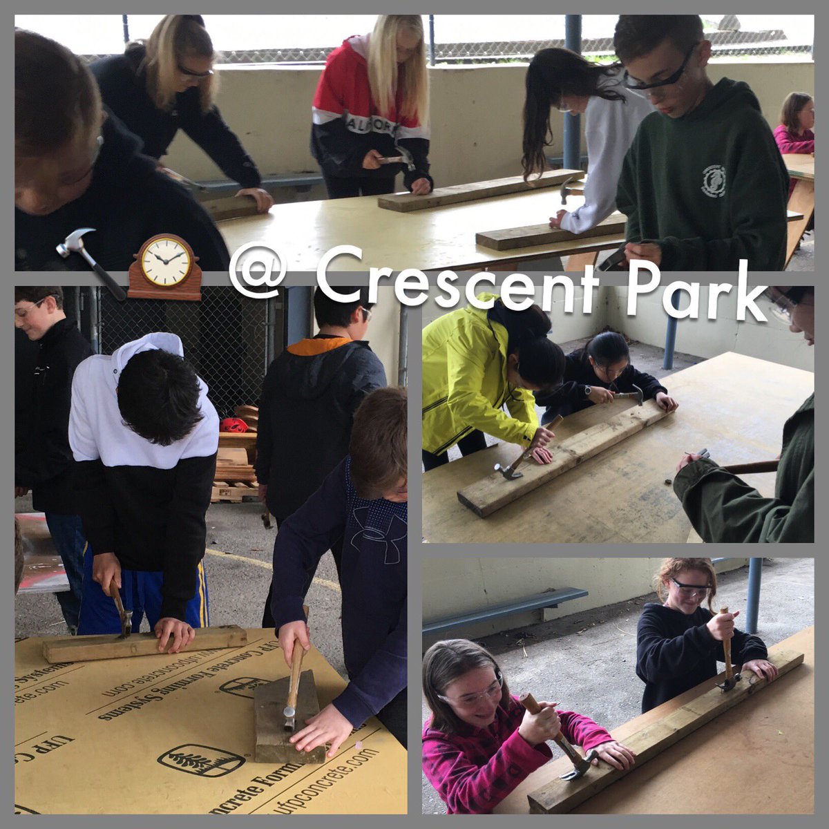 Before we 🔨a 🐦 🏠 U learn how 2 🔨! Some practice & game time! Hammerschlagen or Nagelspiele 🇩🇪 anyone? Who knew a 🌲stump, 🔨 & nails could bring such joy & excitement!🤗🤓 #sd36adst @crescentpark36 #sd36learn @ScottSmithSD36 @BankesADST @TechEdDarnel @KymBaileyCook1 @unruh_j