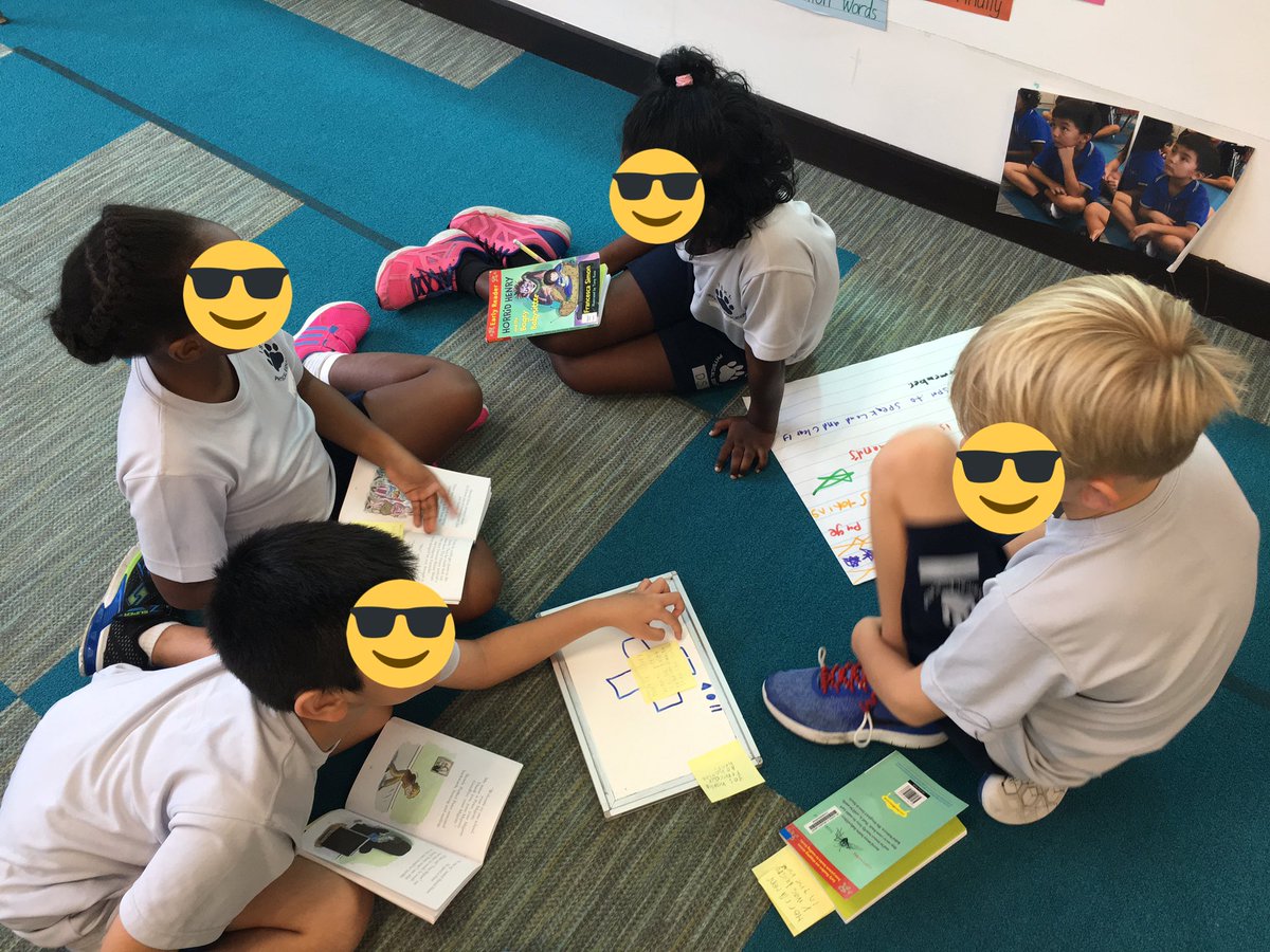 Elyabdrahman's tweet photo. Book Club using the new strategy of stop, pause &amp; rewind. Thank you @pikepantherpaws for sharing! #ISKLgr2 #ISkLProud https://t.co/2HslCzOpKM