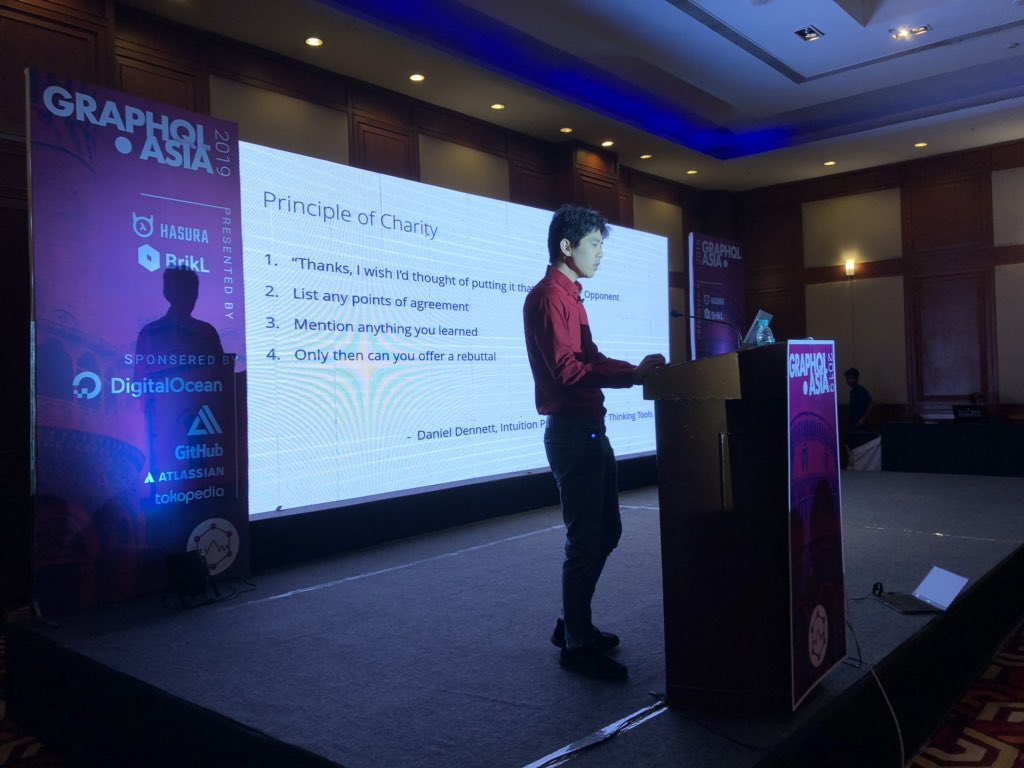 leeb's tweet image. Awesome talk by @rbzhu about how to respectfully and productively disagree. #graphqlasia
M̷e̷ v̷s̷ Y̷o̷u̷
Us vs The Problem