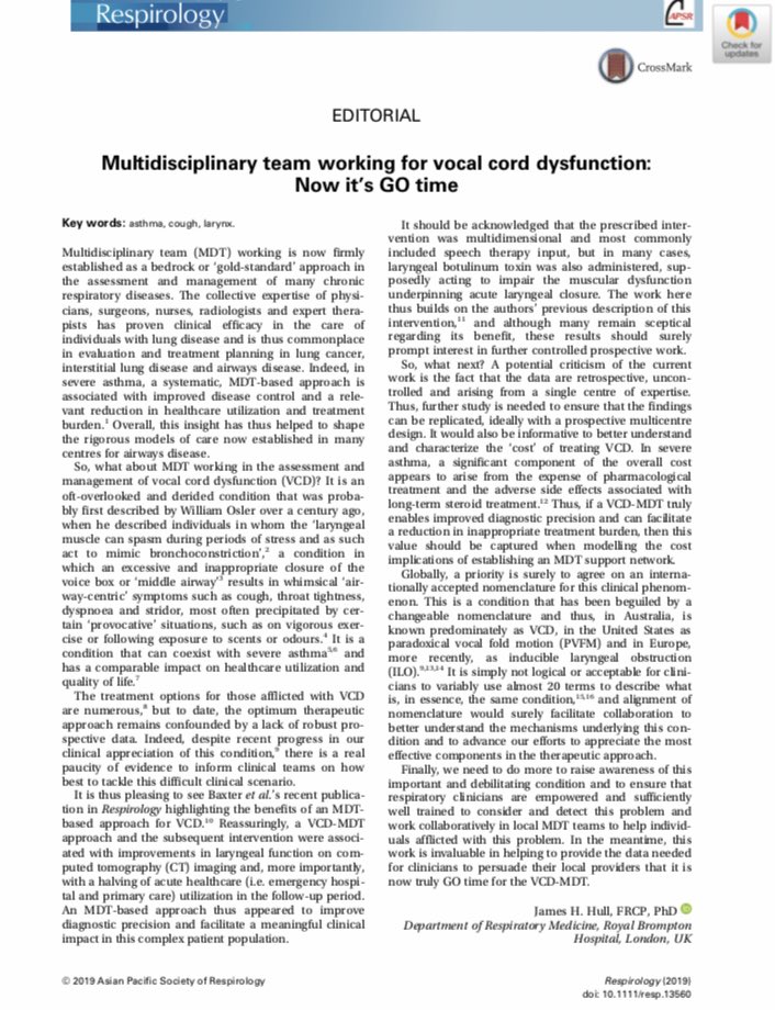 An MDT-approach for vocal cord dysfunction / ILO? 

Now we have some evidence 👇👇

onlinelibrary.wiley.com/doi/pdf/10.111…