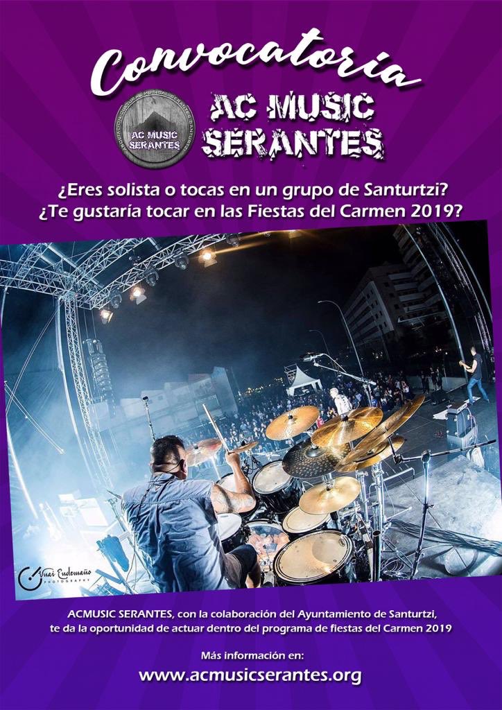 ACMUSIC_Stz's tweet photo. 🥁¿Eres solista o tocas en un grupo de #Santurtzi? 
🎤¿Te gustaría actuar en fiestas del Carmen 2019?
🎸ACMUSIC Serantes te da la oportunidad dentro del programa de fiestas en la tercera edición de muestra de bandas de Santurce.
🎹 Más info en: https://t.co/c3qZkDOfyl https://t.co/LnVl9zdrxq