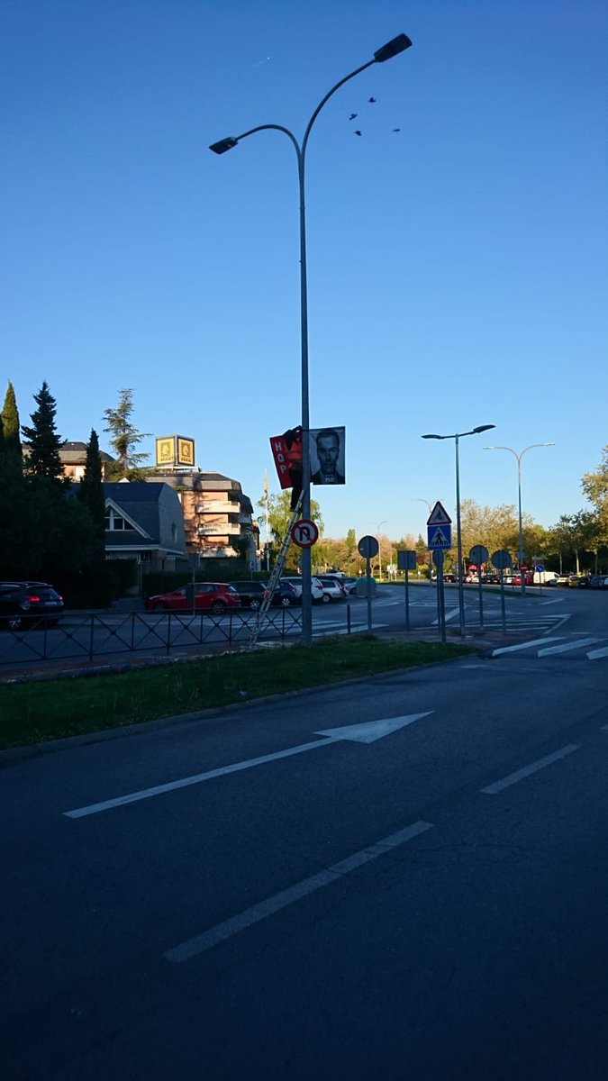 psoelasrozas's tweet photo. Comenzamos la campaña electoral a las 00:00 en el ❤️ de #LasRozas y amanecemos colgando la última bandelora @psoe @psoe_m #HazQuePase #LaEspañaQueQuieres #VotaPSOE https://t.co/iupAGkqHqP