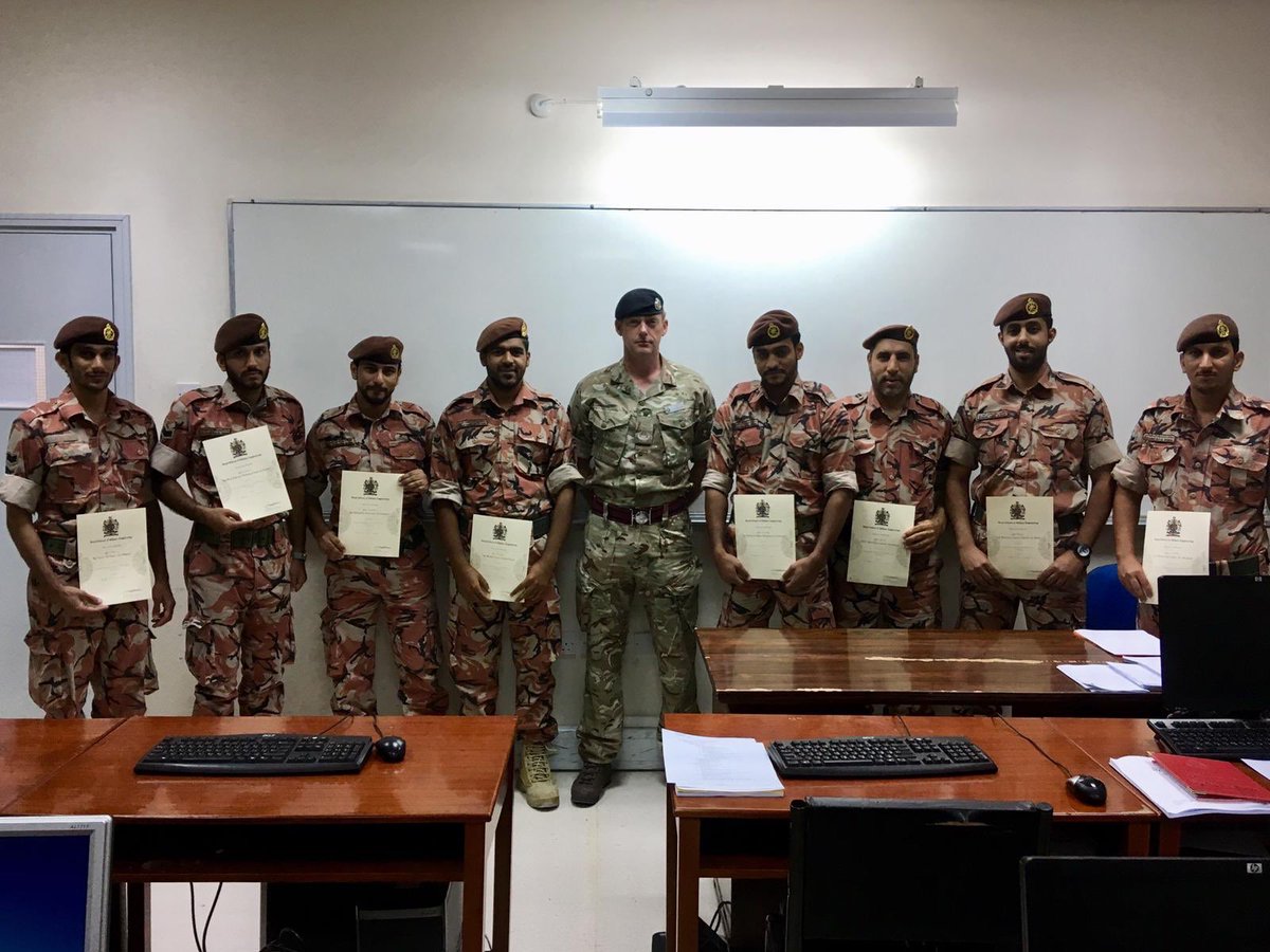 EngineeringWing's tweet photo. WO2 Andy Jones presents certificates on completion of Project Management Training with the Sultan’s Armed Forces Engineers (SAFE) in Muscat. #PEW #Sapper #proud_sapper https://t.co/JYwygvB7zu