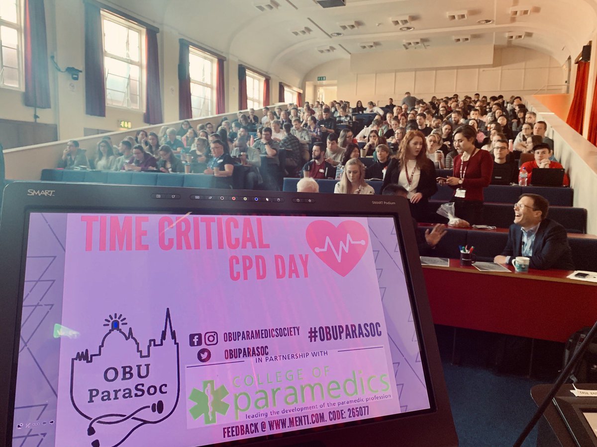 Great to see so many at Oxford Brookes University at #TimeCritical on Wednesday! Massive congratulations to ⁦⁦#OBUParaSoc for organising this event, you guys are a credit to the paramedic profession #CPD #modernparamedic