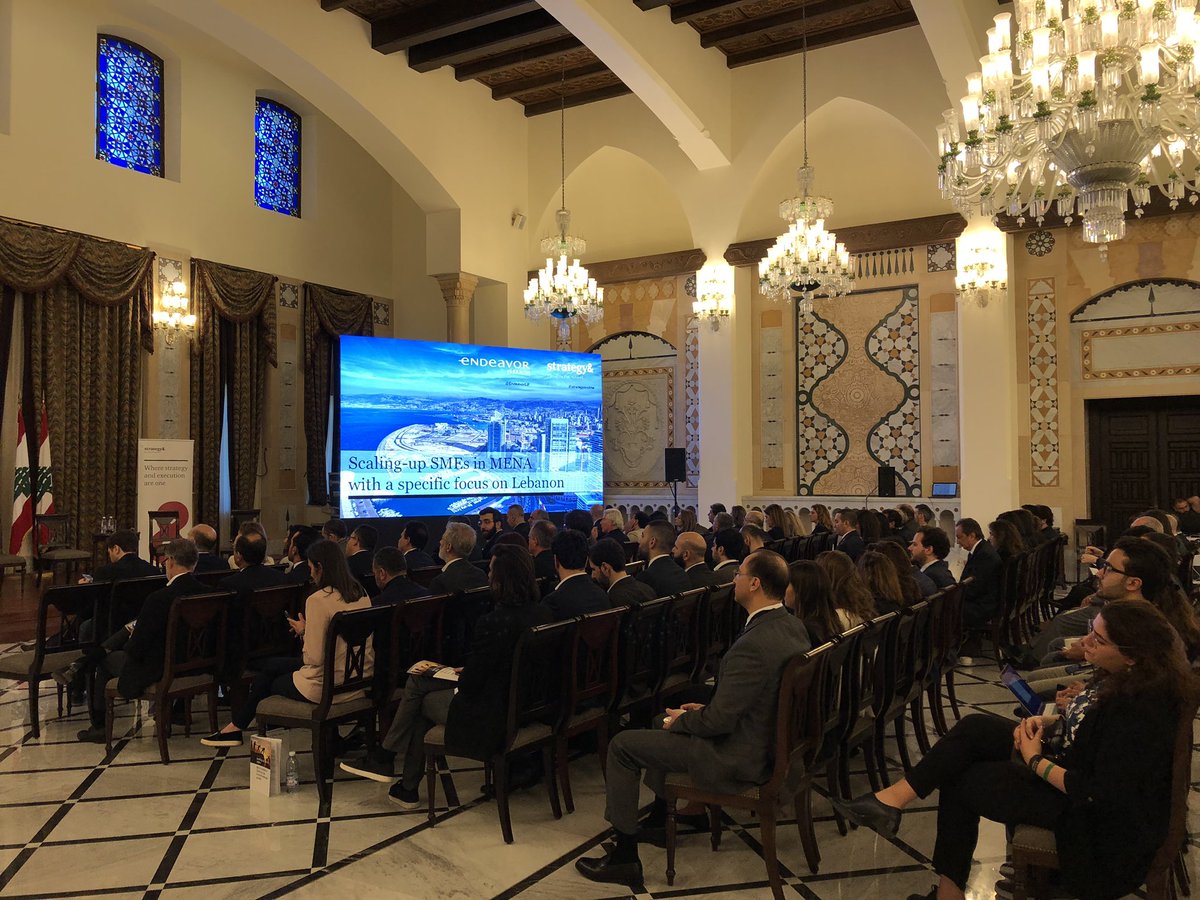 EndeavorLB's tweet photo. Happening now: Key ecosystem players will discuss scaling-up SMEs in MENA with a specific focus on Lebanon, in collaboration with @strategyandME. Stay tuned! #ScaleupMENA #Scaleups https://t.co/Sd4RwQPjIR