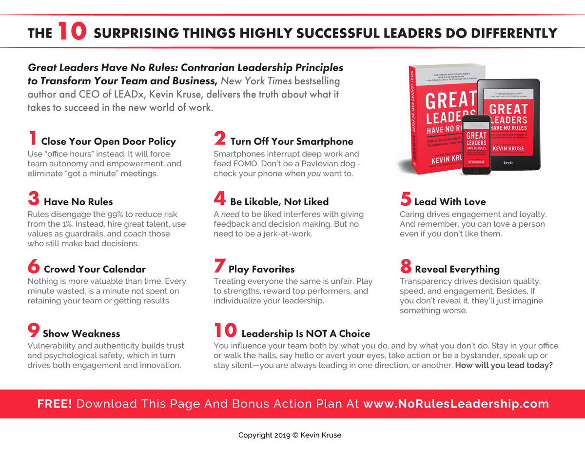 Kruse's tweet photo. I’ve interviewed over 200 successful leadership gurus including @JohnCMaxwell, @kenblanchard, @StephenMRCovey, @LizWiseman, @kimballscott, and @pattymccord1. I always ask them to reveal their number one secret to #leadership and 10 themes have emerged. #management #HR #success https://t.co/UU6ZqieV4c