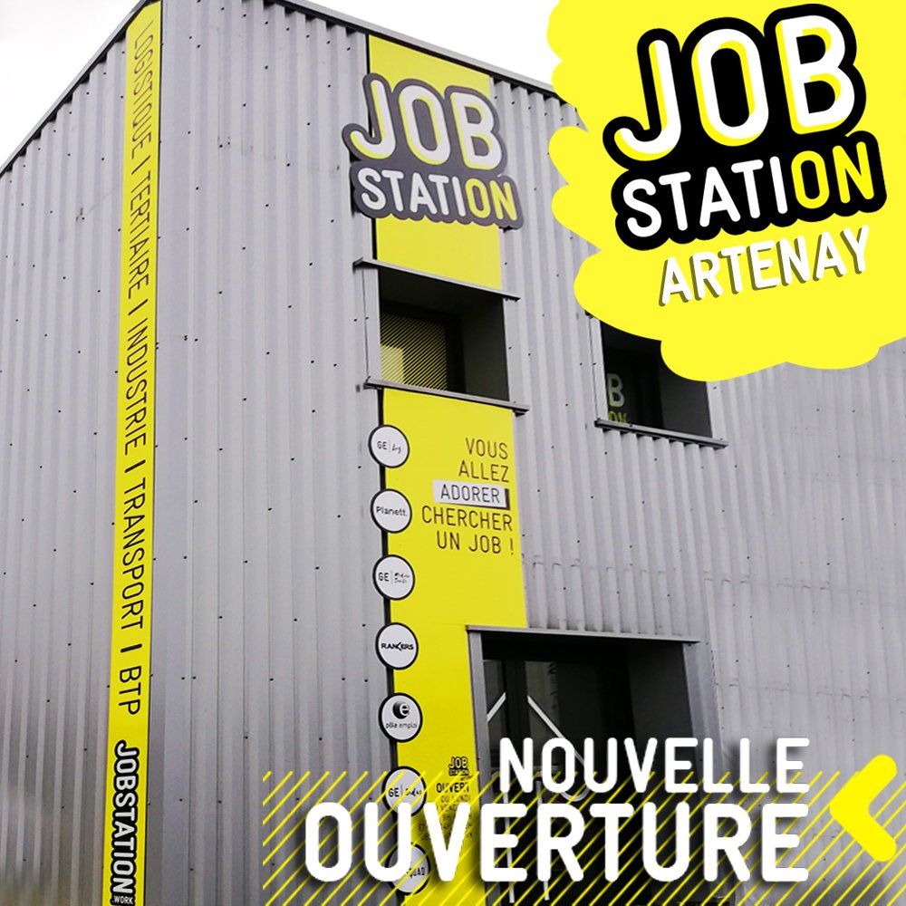 JobstationFR's tweet photo. Jobstation est fier de vous présenter sa nouvelle devanture à Jobstation Artenay 😃 ! #Jobstation #àlaRechercheDeTalents #vitrine #jaune https://t.co/wgfNCVP04Y